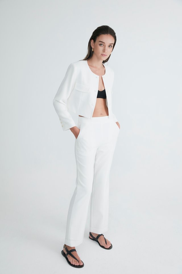 SIDE ZIPPER STRAIGHT PANTS WITH LINING