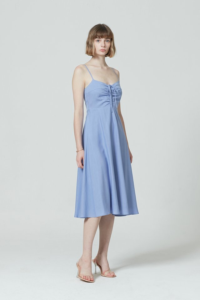 FRONT RUCHED MID DRESS