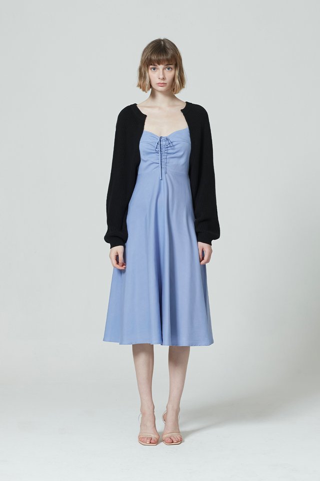 FRONT RUCHED MID DRESS