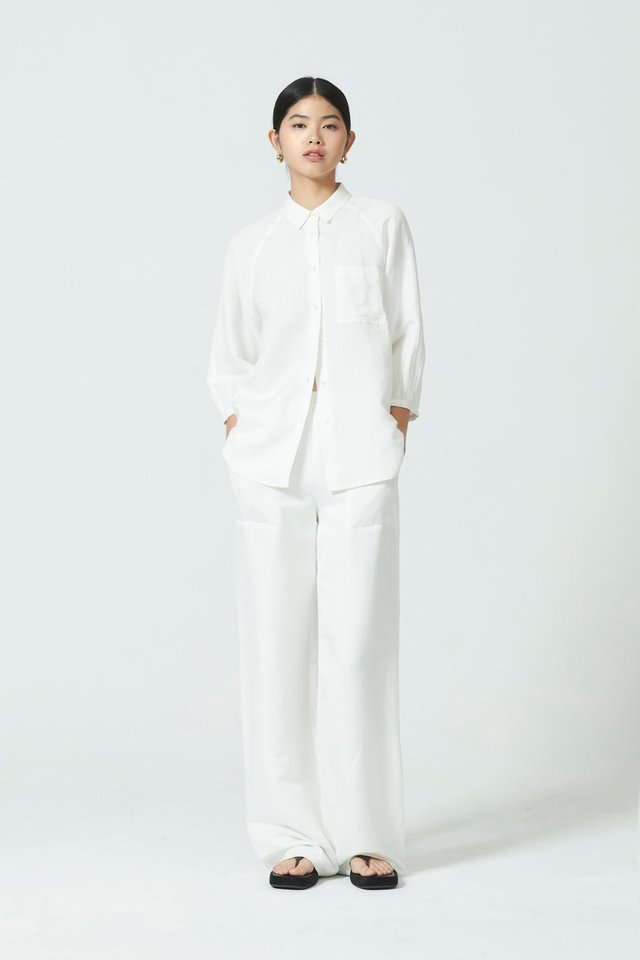 STRAIGHT LINEN PANTS WITH LINING