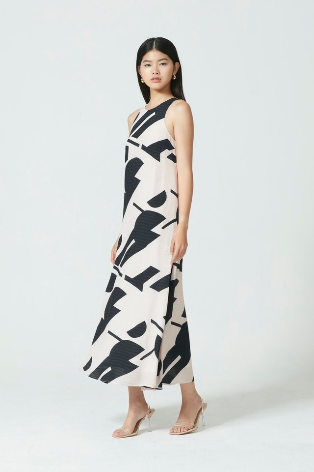 COLUMN DRESS WITH BACK TIE