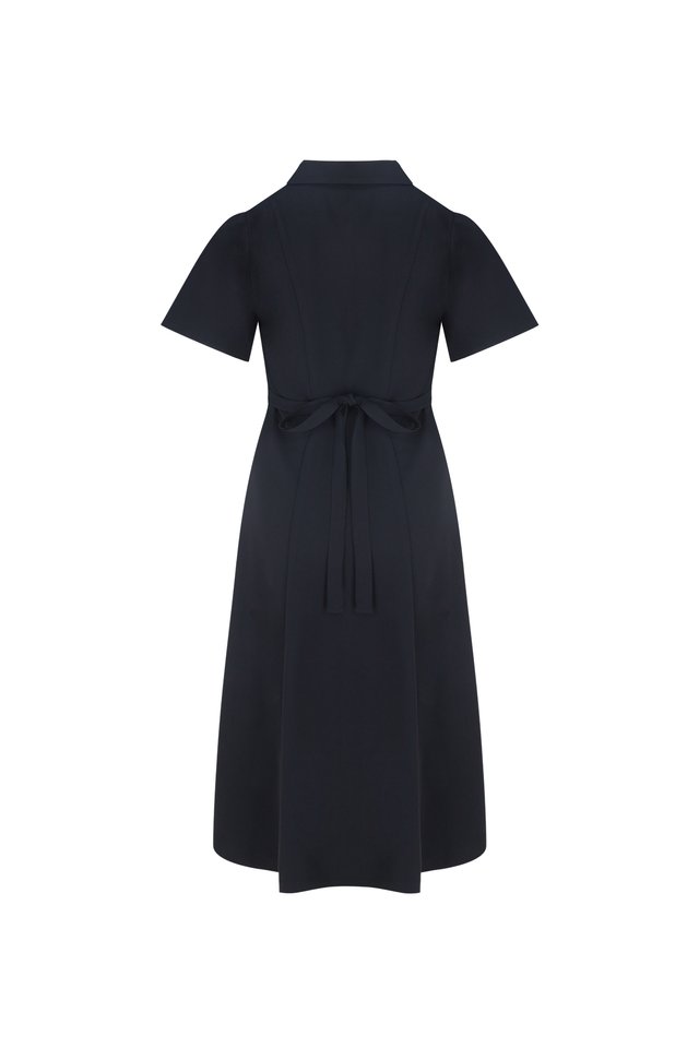 NOTCHED COLLAR BUTTON FRONT DRESS