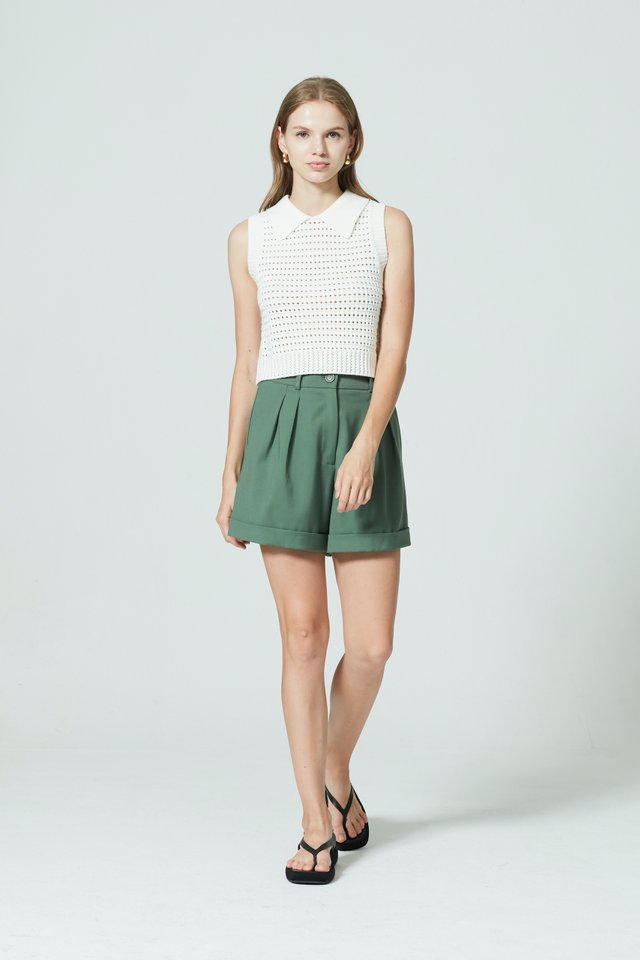 OPEN KNITTED COLLAR TOP