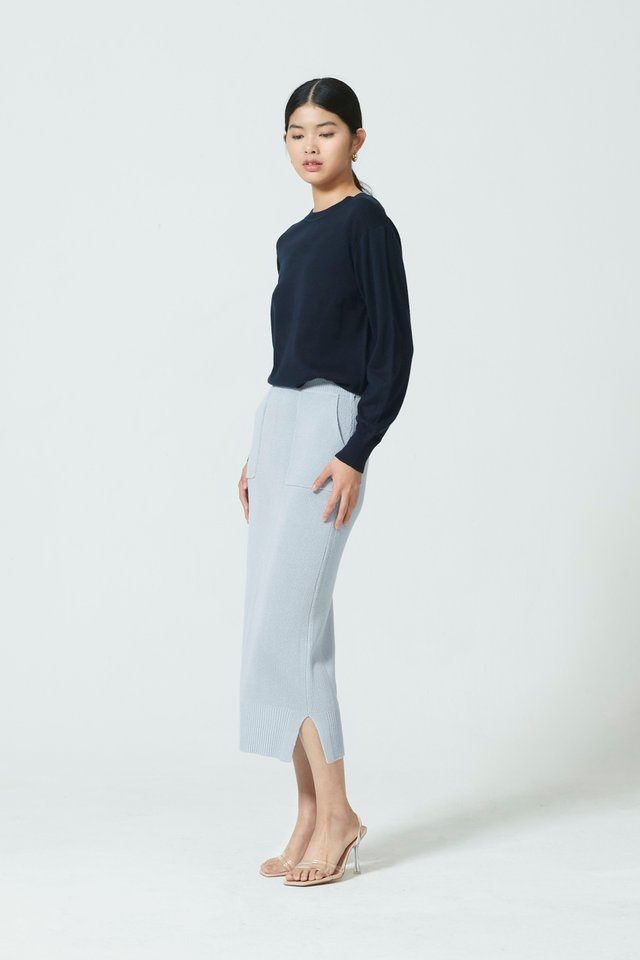 KNITTED SKIRT WITH PATCH POCKETS