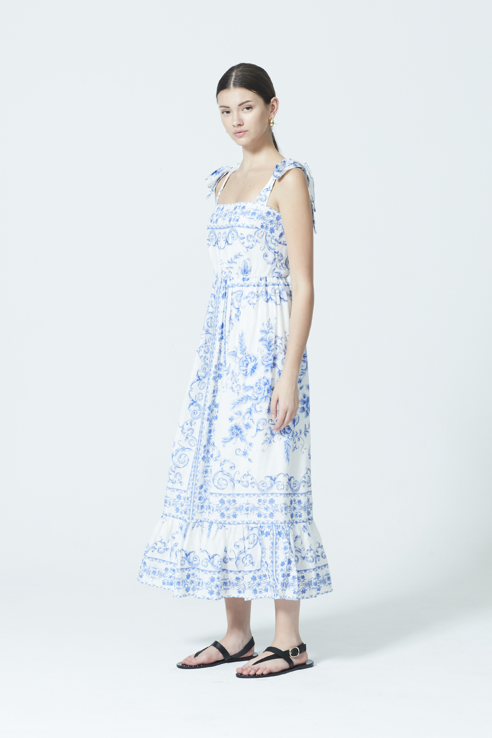 PRINTED TIERED DRESS | GG