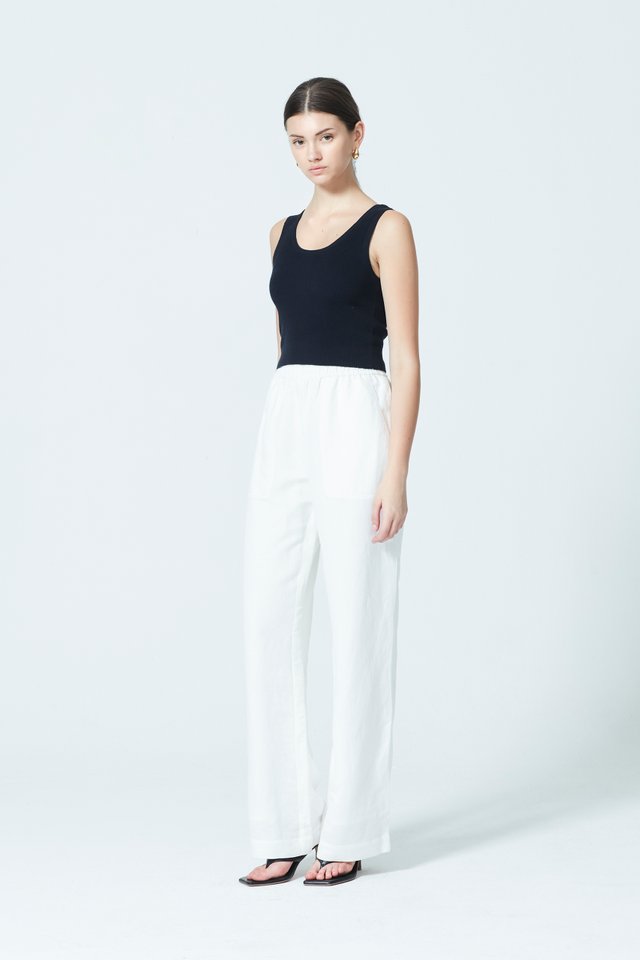 STRAIGHT LINEN PANTS WITH LINING