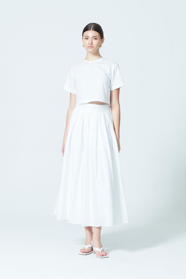 PLEATED JACQUARD SKIRT WITH BELT