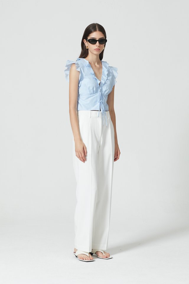 LENO WEAVE TIE FRONT TOP 