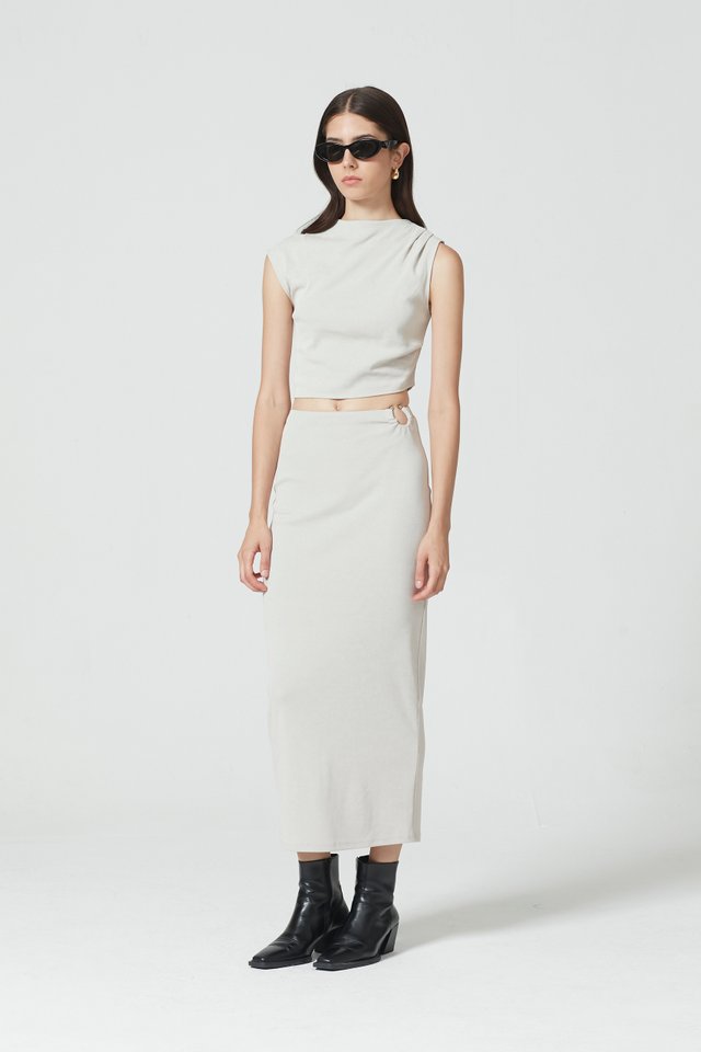 WASHED EFFECT MAXI SKIRT