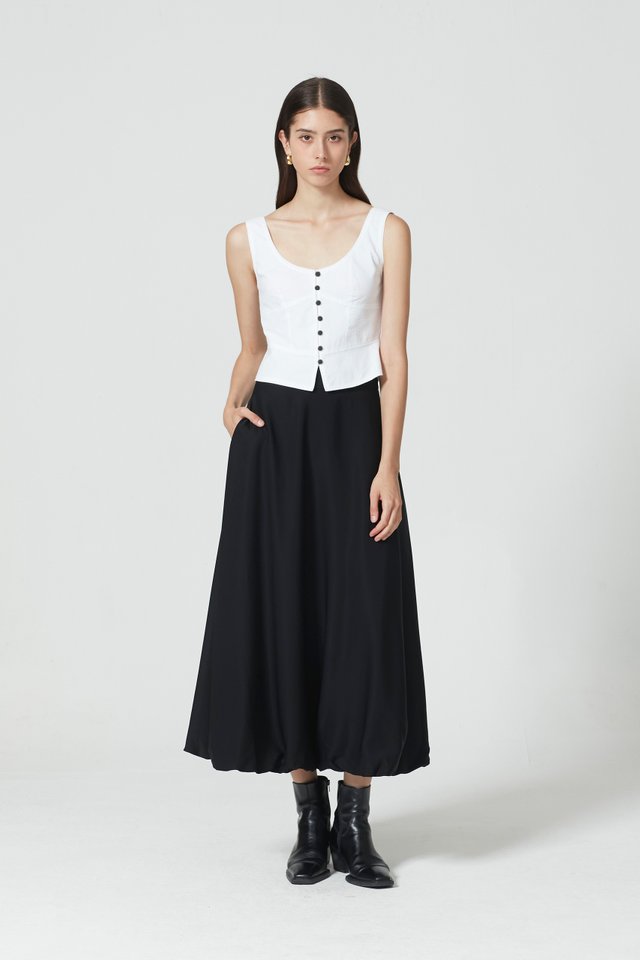 BUBBLE HEM MIDI SKIRT