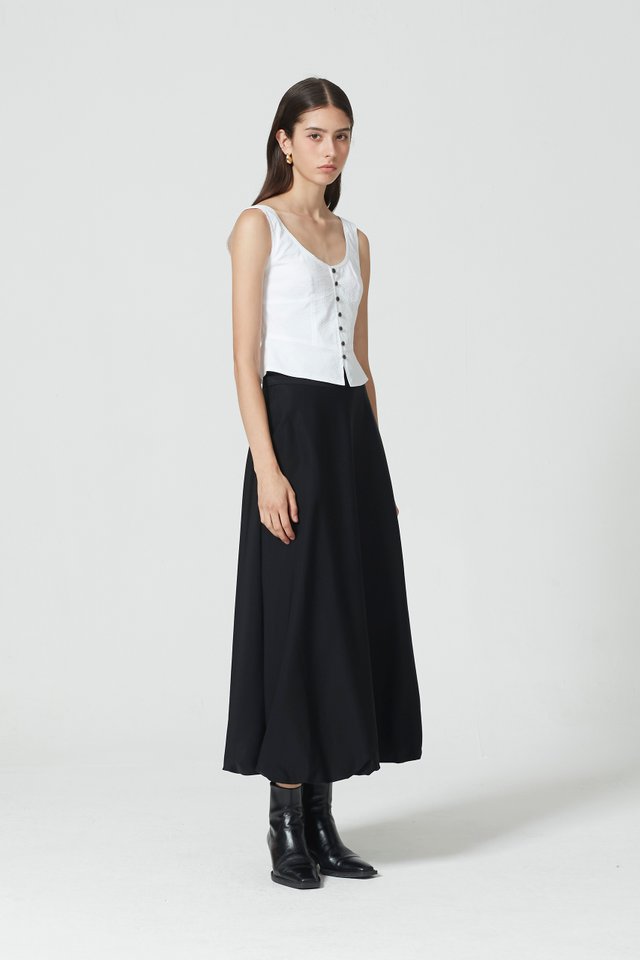 BUBBLE HEM MIDI SKIRT