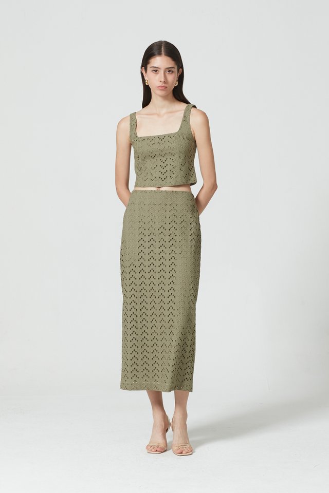 BRODERIE STRAIGHT SKIRT