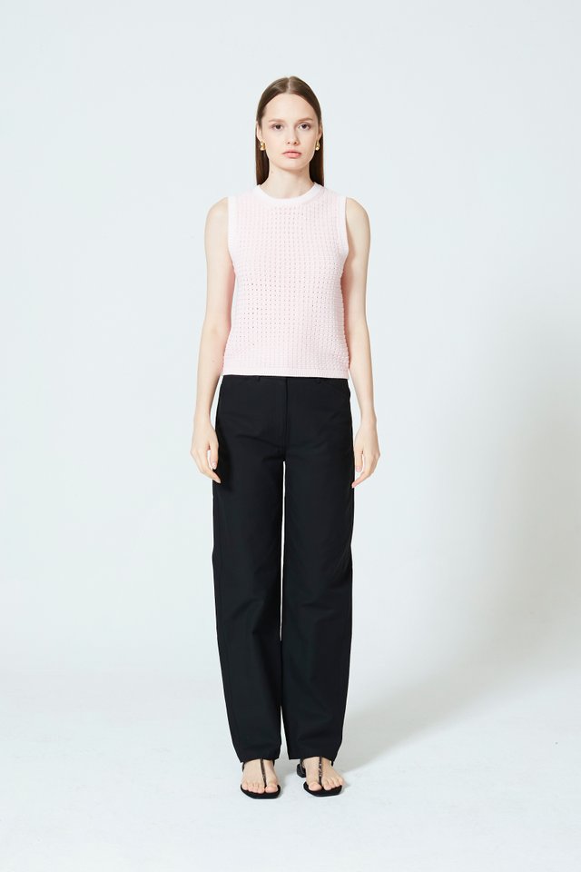 CONTRAST TRIM KNITTED TOP