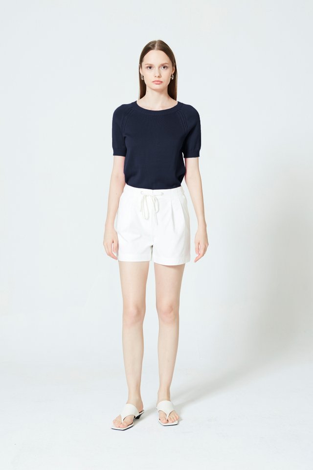 POINTELLE DETAIL SHORT SLEEVE TOP