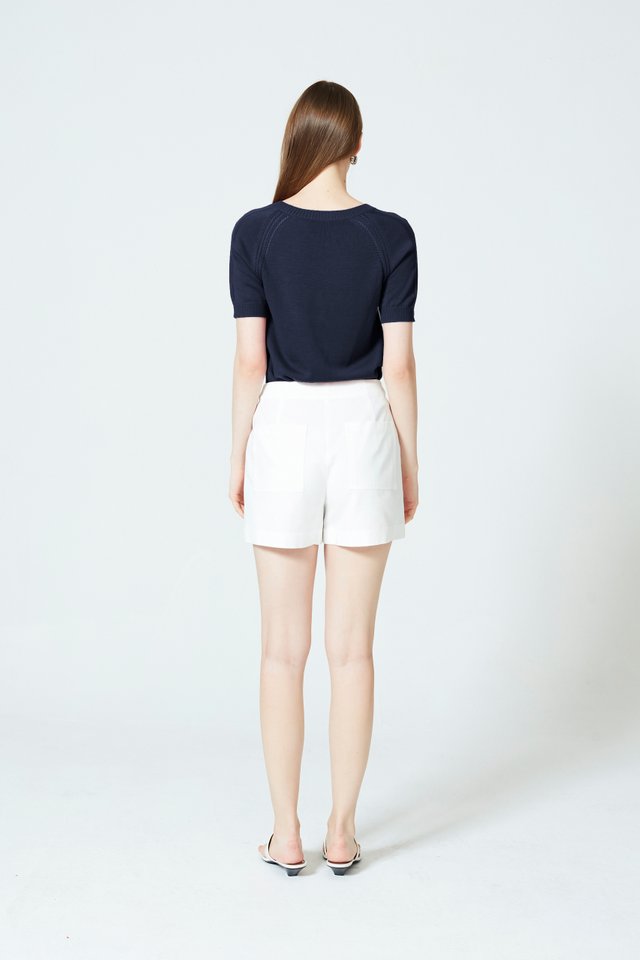 POINTELLE DETAIL SHORT SLEEVE TOP