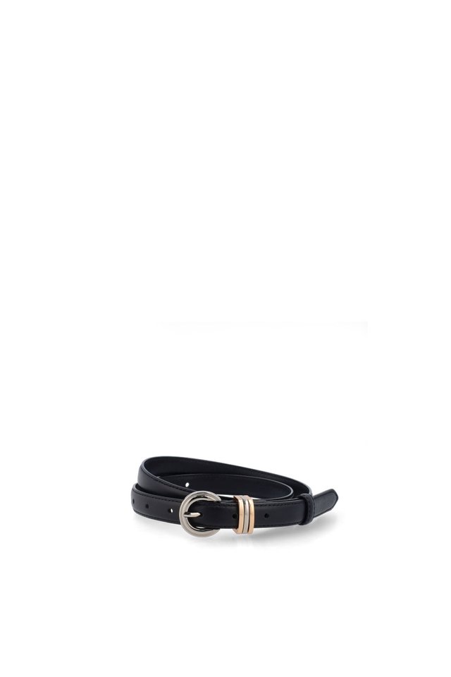 TWO-TONE BUCKLE LEATHER BELT