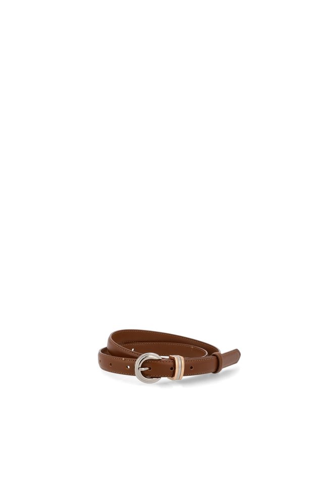 TWO-TONE BUCKLE LEATHER BELT