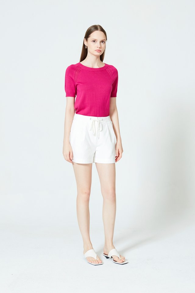 POINTELLE DETAIL SHORT SLEEVE TOP