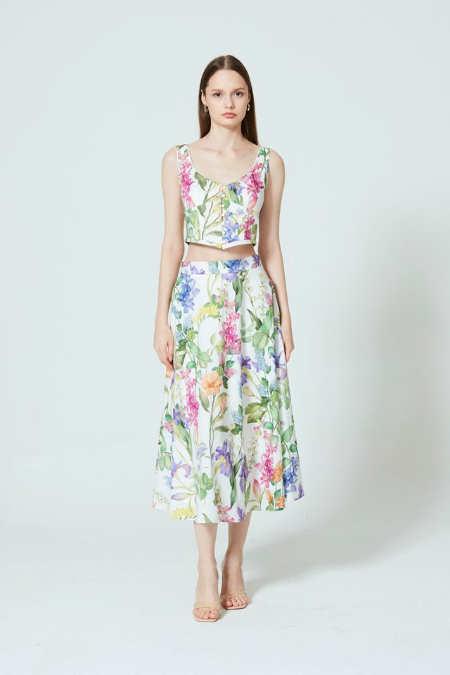 [PERFECT PAIRING] FLORAL TOP & SKIRT SET