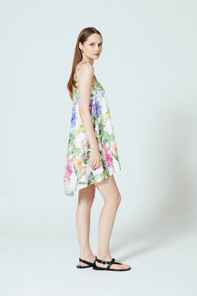 FLORAL TRAPEZE MINI DRESS