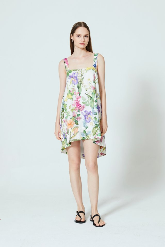 FLORAL TRAPEZE MINI DRESS