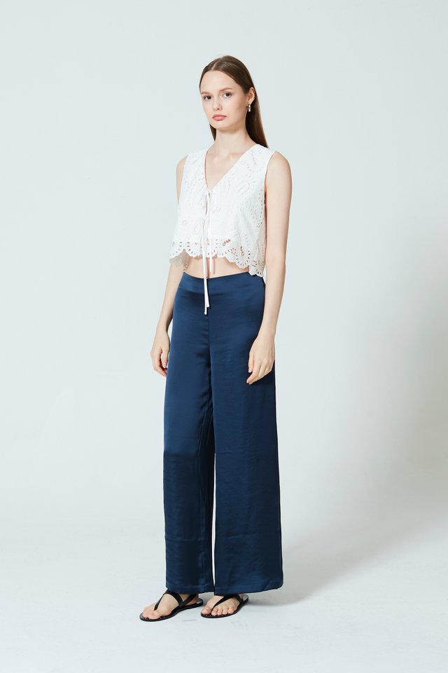 WIDE LEG SATIN PANTS