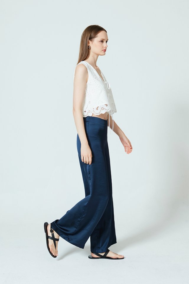 WIDE LEG SATIN PANTS