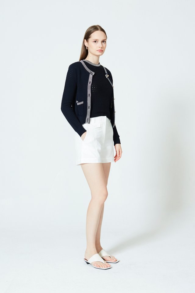 CONTRAST TRIM KNITTED CARDIGAN