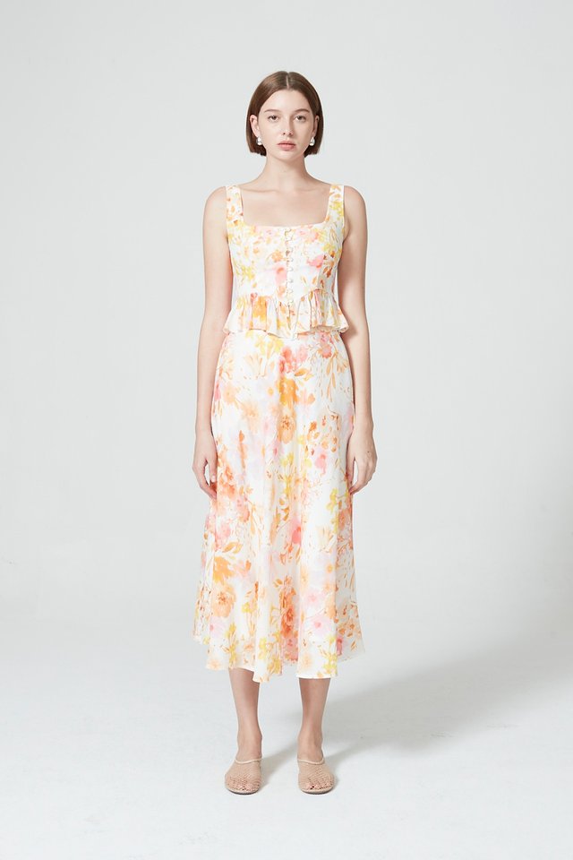 [PERFECT PAIRING] FLORAL TOP & SKIRT SET