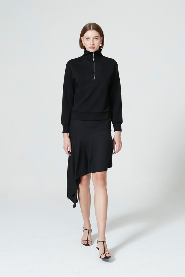 ASYMMETRIC RIBBED SKIRT