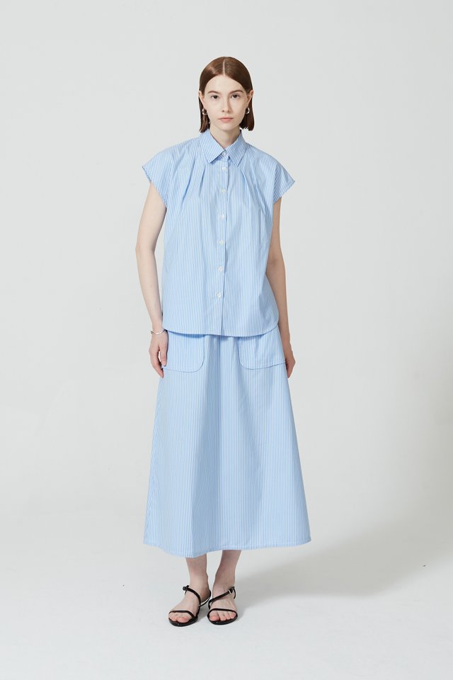 [PERFECT PAIRING] COTTON STRIPED SKIRT SET