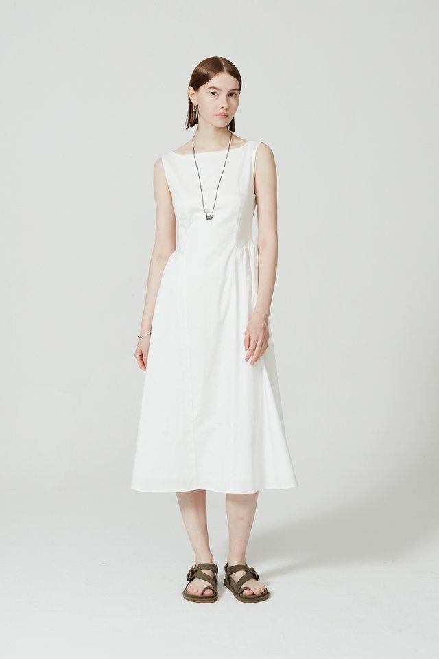 SCOOP BACK MIDI DRESS