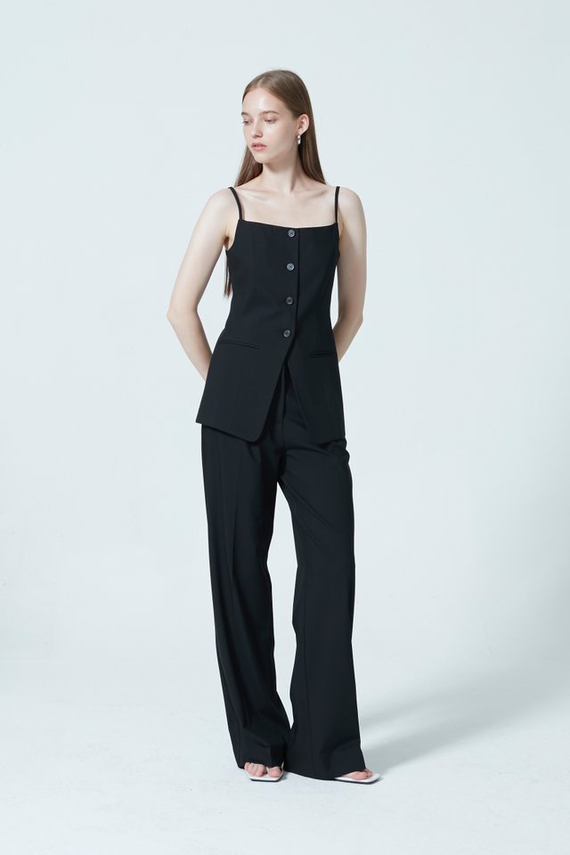 WIDE LEG PLEATED PANTS