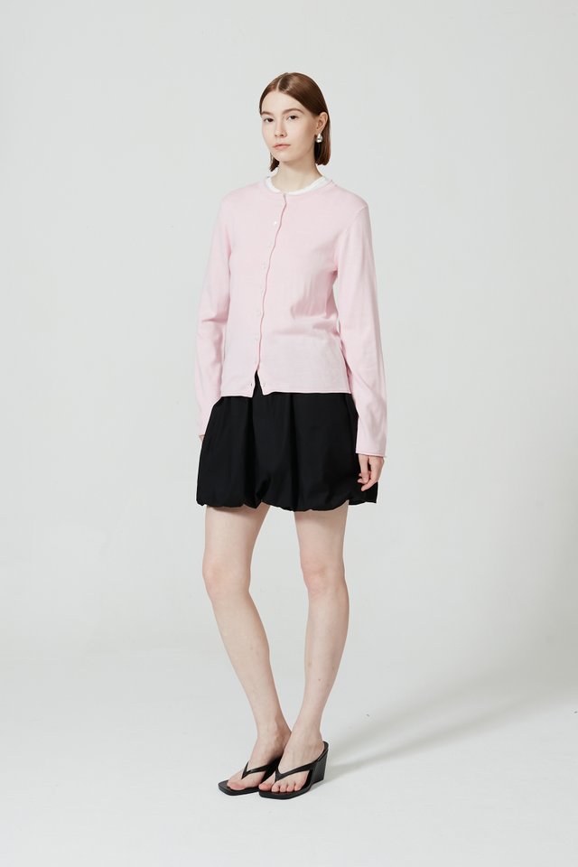 ROLLED EDGE KNIT CARDIGAN