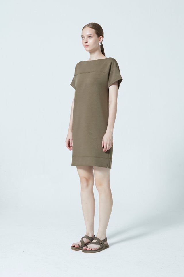 BOAT NECK SHIFT DRESS