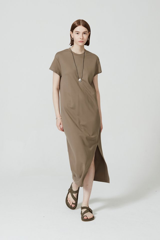 HIGH SLIT MIDI T-SHIRT DRESS