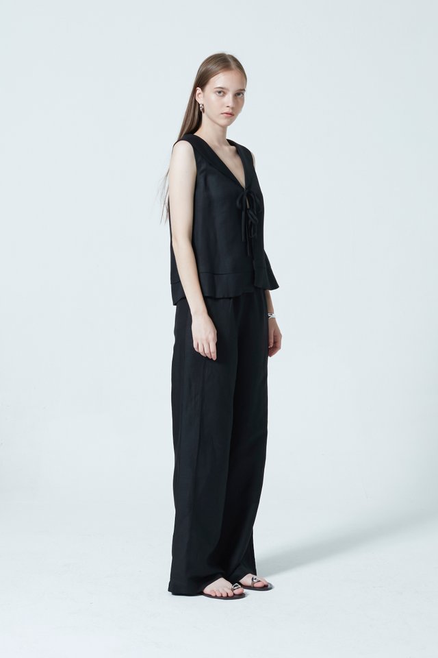 TIE FRONT LINEN VEST TOP