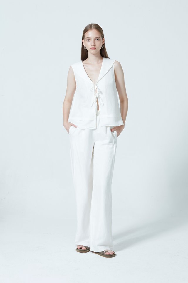 TIE FRONT LINEN VEST TOP