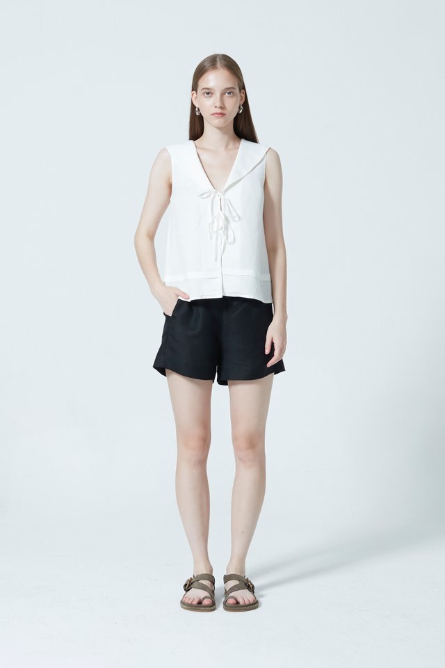 TIE FRONT LINEN VEST TOP