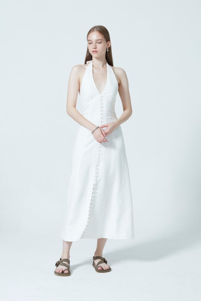 LINEN HALTER NECK DRESS