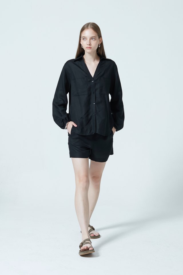 DRAWSTRING LINEN SHORTS