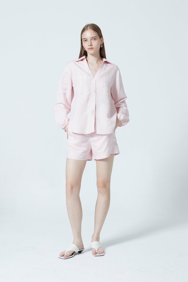 DRAWSTRING LINEN SHORTS