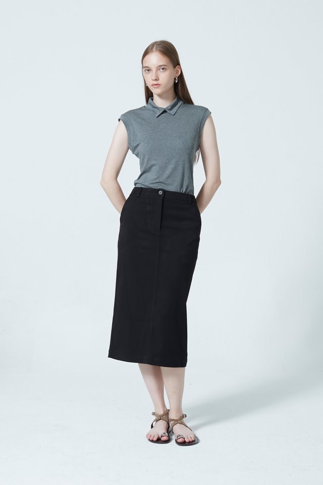 COLLARED JERSEY TOP