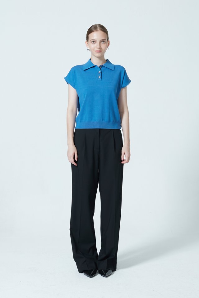 KNITTED POLO TOP