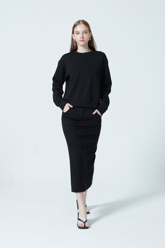 ELASTICATED MIDI SKIRT