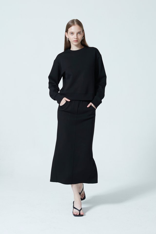 ELASTICATED MIDI SKIRT