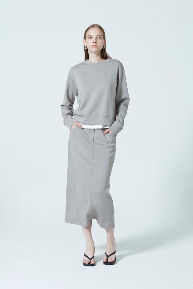 ELASTICATED MIDI SKIRT