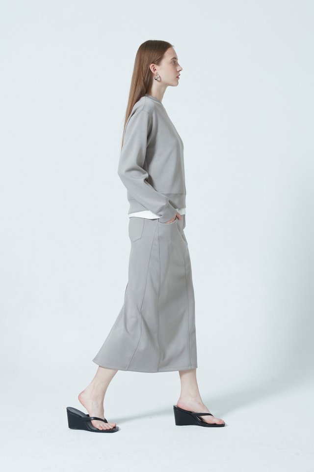 ELASTICATED MIDI SKIRT