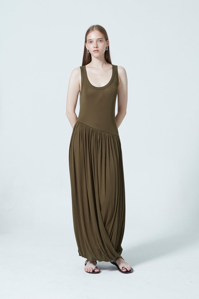 DRAPED JERSEY DRESS
