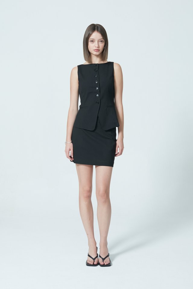 PINSTRIPE WIDE NECK VEST